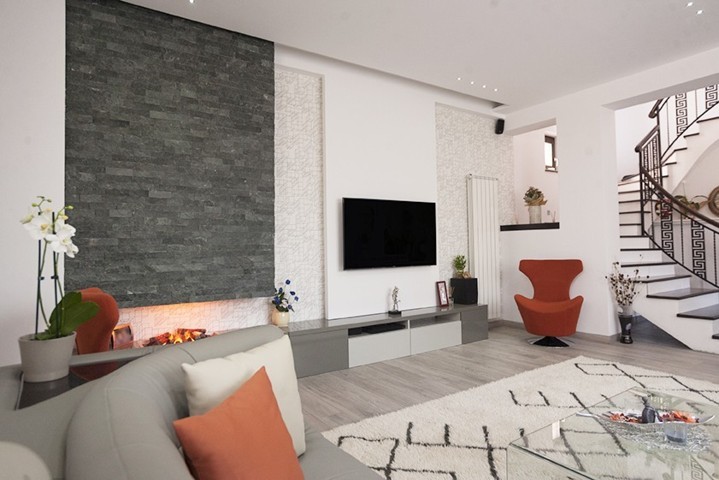 interioare case idei amenajare sufragerie cu piatra decorativa