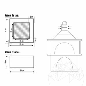 Prelungire Horn pt. Cuptor Gradina Traditional – 15 cm (30 x 30cm, Piatra Poligonala Rhodos, Beton Armat,15kg)