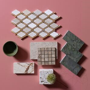 Мозаика из мрамора травертин бежево-желтого цвета, полированная, 30,5 x 30,5 см