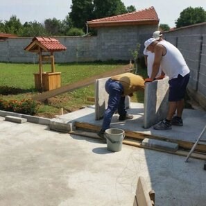 Gratar + Cuptor Integrat Traditional (Carbune/Lemn, 208x120x155 cm, 1200 kg, piatra naturala Rhodos, caramida)