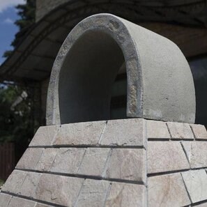 Gratar Gradina Mediteraneo Mic (Carbune/Lemn, 100x60x210 cm, 650 kg, piatra naturala Rhodos, caramida)