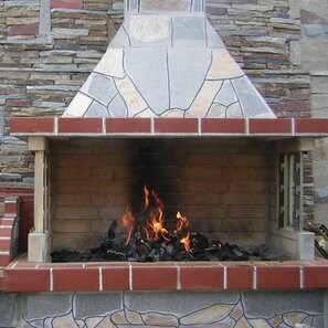 Gratar Gradina Traditional Mare cu sistem grill (Carbune/Lemn, 153x75x210 cm, 950 kg, piatra poligonala, caramida)