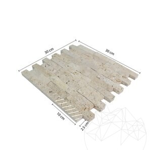 Mozaic Travertin Classic Scapitat, 2.5 x 10 cm