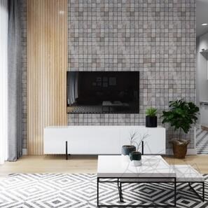 Антикварная серебряная травертиновая мозаика, 4,8 x 4,8 см