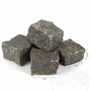 Натуральный гранитный кубический камень цвета серого антрацита, 10 x 10 x 5 см