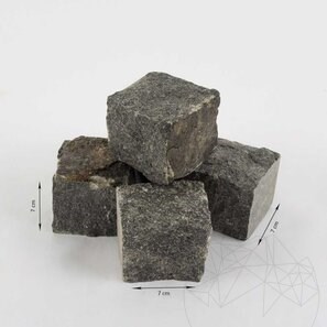 Piatra Cubica Granit Gri Antracit Natur, 7 x 7 x 7 cm