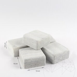Антикварный кубический камень из мрамора Кавала, 10 x 10 x 4-5 см