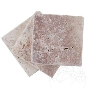 Travertin Opium Red Cross Cut Antichizat, 10 x 10 x 1 cm