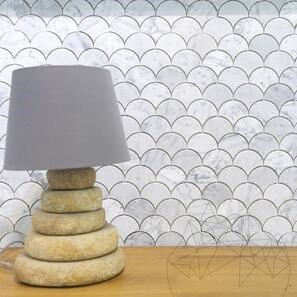 Мозаика из матового мрамора Bianco Carrara Fish Scale