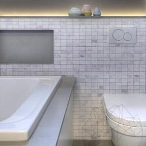 Антикварная мозаика из мрамора Волакас, 2,85 x 5 см