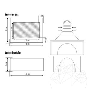 Prelungire Horn pt. Cuptor + Gratar Gradina Mediteraneo – 15 cm (40 x 30cm, Piatra Decorativa Verde Laguna, Beton Armat)
