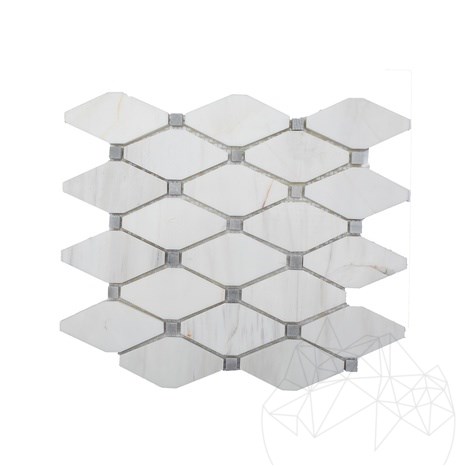 Mozaic Marmura White & Grey Melia Polisata, 24.5 x 26.5 cm
