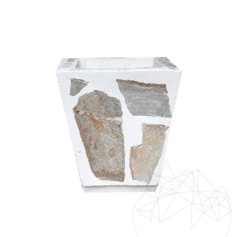 Jardiniera Rustic din Beton 30x40 cm – Placata cu Piatra Poligonala Rhodos | Ideala pt Flori în Gradina, Terasa si Alei