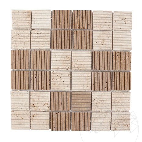 Mozaic Travertin Classic-Noce Rizat, 4.7 x 4.7 cm