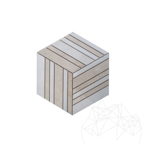 Mozaic Marmura White&Beige 3D Cube Polisata, 20 x 20 cm