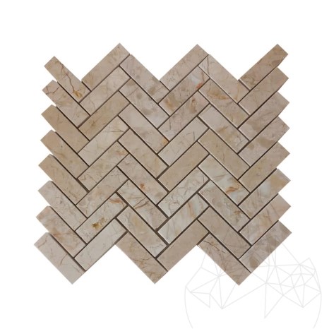 Mozaic Marmura Crema Royal Chevron Polisat, 2.3 x 7.5 cm