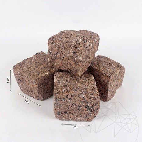 Piatra Cubica Granit Maple Red Natur, 5 x 5 x 5 cm