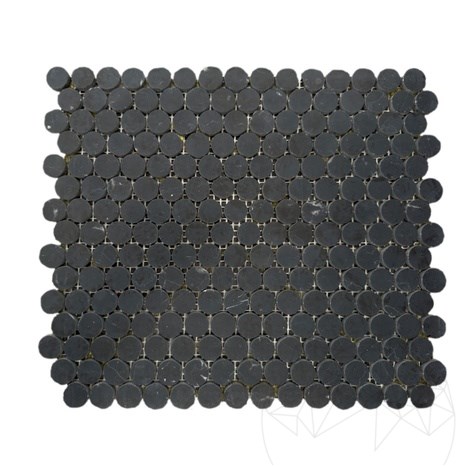 Mozaic Marmura Nero Marquina Penny Polisata, 30.5 x 28 cm